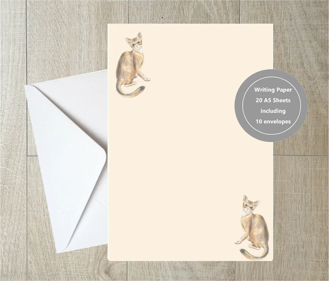 CAT WRITING PAPER, Letterhead, Note, Stationery, Gift Set, Handmade ...
