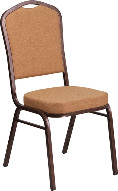10 PACK Banquet Chair Brown Fabric Restaurant Chair Crown Back Stacking Chair