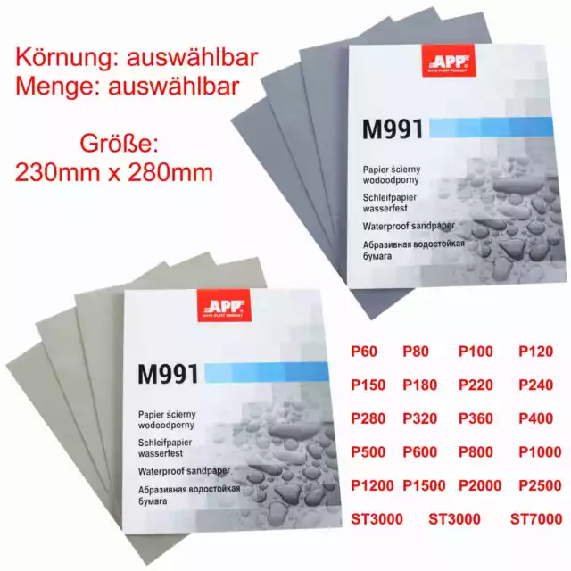 10x Schleifpapier Auswahl P60-7000 Nassschleifpapier wasserfest 230 x 280mm M991