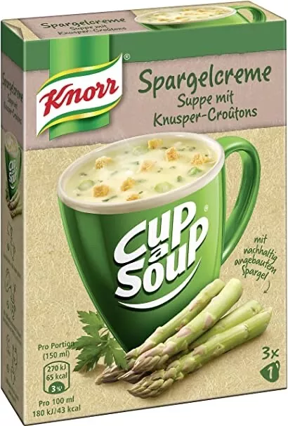 Knorr HOT MUG Instant Soup: Cream of Asparagus -Pack of 3 sachets -FREE SHIPPING