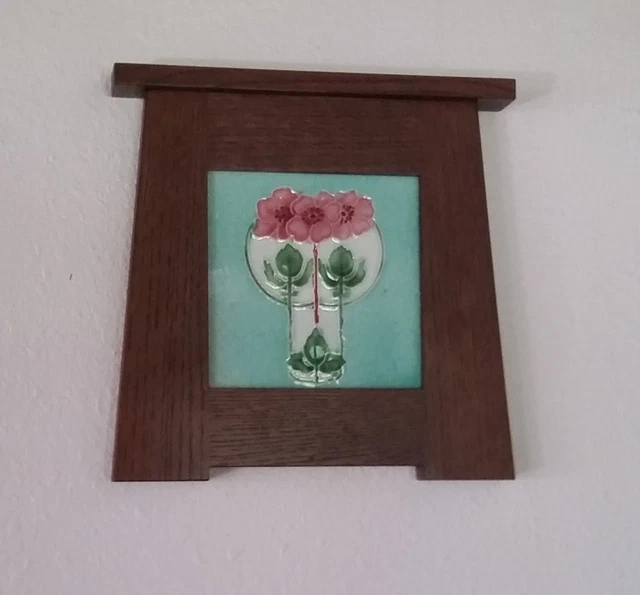 T & R Boote Antique English Art Nouveau Tile w/ Arts & Crafts Frame 5