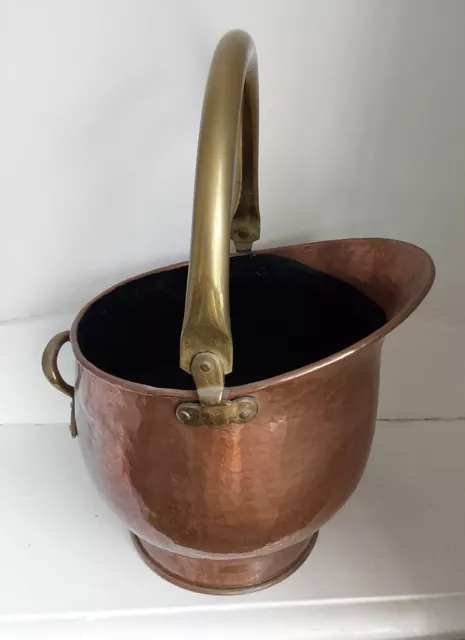 Vinatge Copper Bucket With Brass Handle, Coal Bucket, Plant Pot