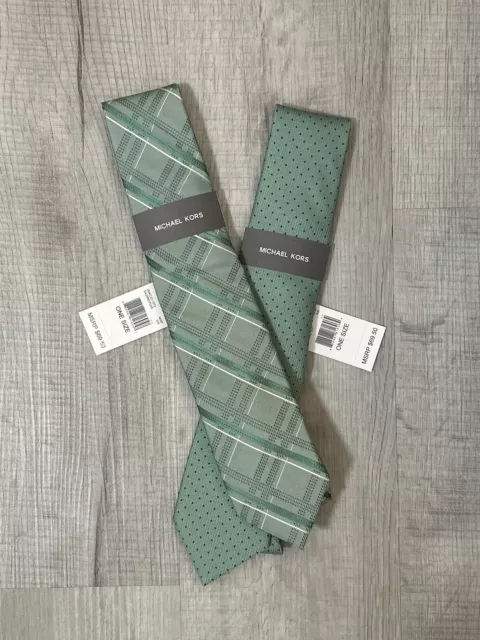 2pcs Michael Kors Adjustable Printed Neck Tie Men's One Size Green NWT