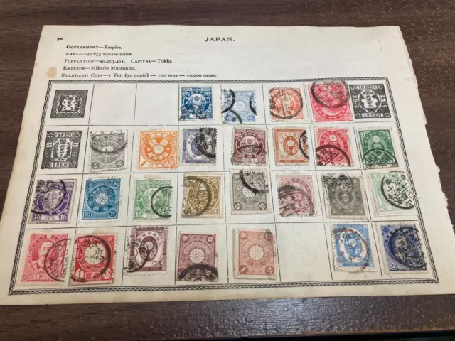 Kappystamps Japan 19Th Century Stamps 26 Different On Antique Album Page A311