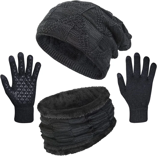 Gorro Para Hombre Gorros De Invierno Hombres Para El Frio Con Bufanda Punto new