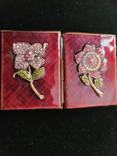 Rucinni Trinket Picture Frame Box - Swarovski Crystal - Red W/Rose Flower