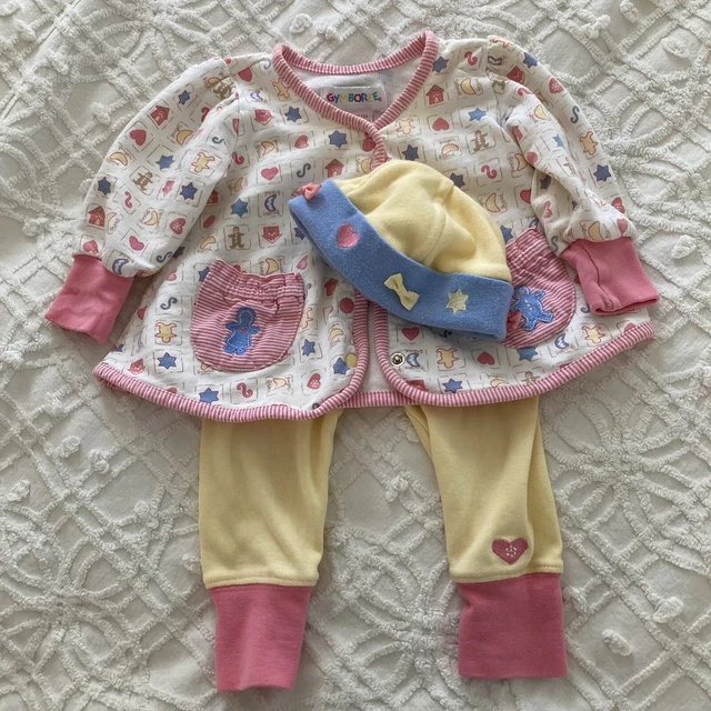 Vntg Gymboree Infant Newborn 3 Piece Outfit Ginger Baby Girl Doll Clothes READ