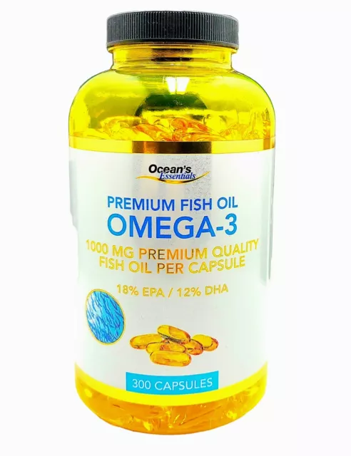 Omega-3 Premium Qualite 1000 Mg - 300 Gelules A Base D'huile De Poisson