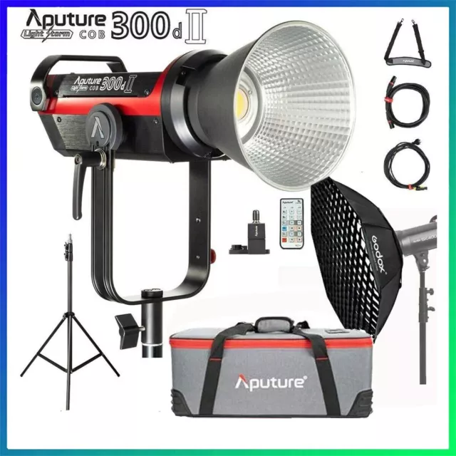 Aputure LS C300d 2 300d II COB LED Video Light Lamp + 95cm Softbox + 2m Tripod -