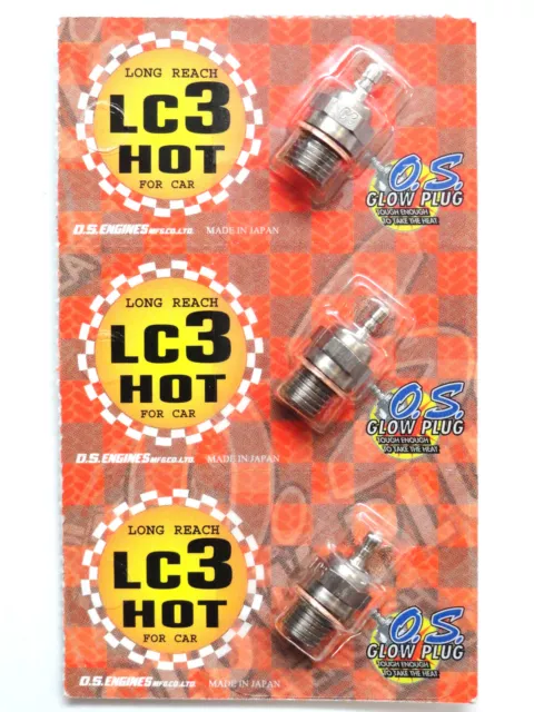 OS LC3 Hot Long Reach Nitro Glow Plug - 3 Pack 71653000