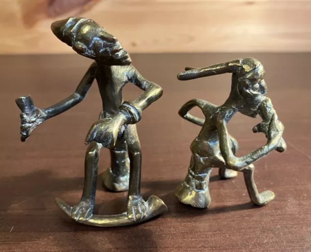 Two Ashanti Akan West African Brass Figures Metal ‘Gold Weights’ Mrammou