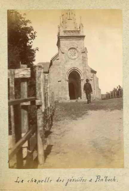 France, La Chapelle des jésuites à Penboch Vintage albumen print.  Tirage albu