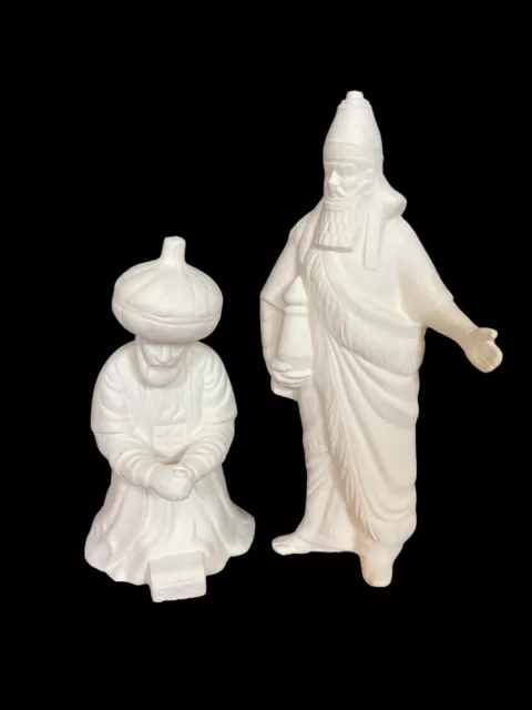 Two Wise men Ceramic Bisque part of Duncan Nativity set c1972 Ready to paint