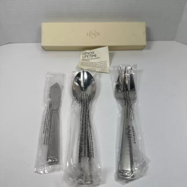 Lenox Landmark Platinum Frosted 3 pc Setting Service Flatware NIB
