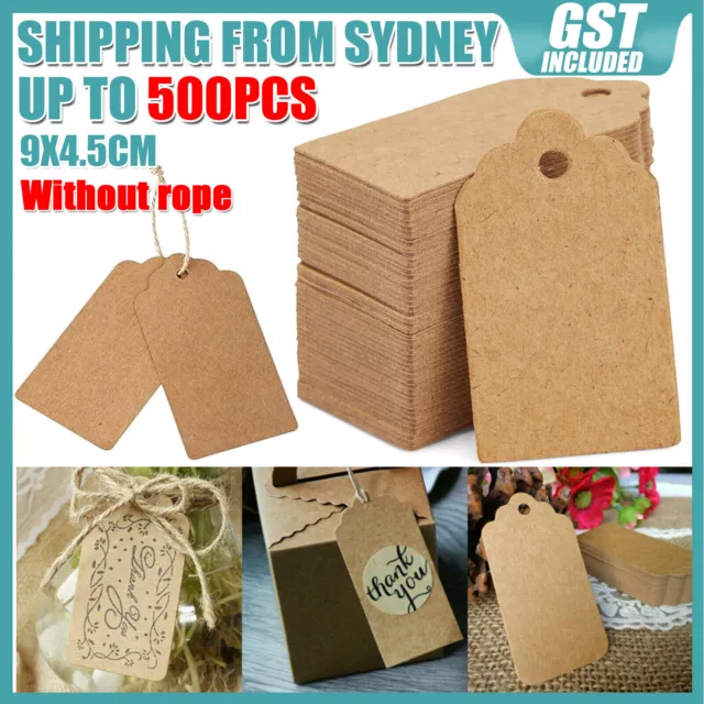 500X Brown Kraft Paper Tag Blank Craft Hang Labels Gift Card For Party Favor DIY