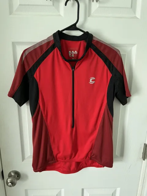 Mens Red 2/3 Zip Short Sleeve Cycling Jersey Size medium Unknown Brand