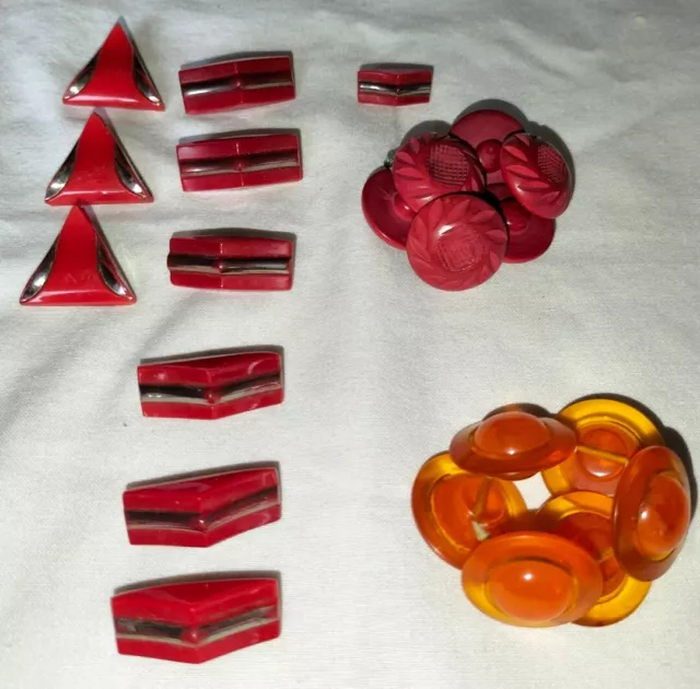 Ensemble De Boutons Vintage Rouge Et Orange