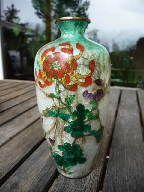 Antike japanische Ginbari Vase Guilloche Emaille Email Cloisonné Meiji Zeit