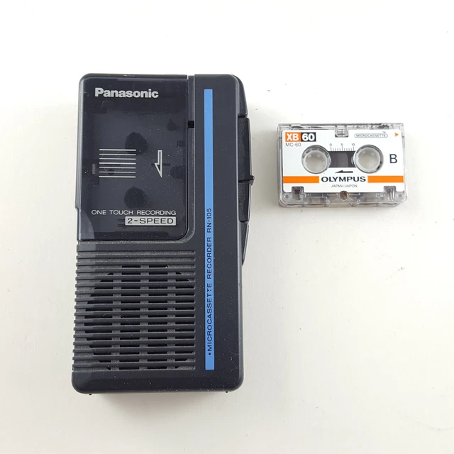 Panasonic Microcassette Recorder RN-105 - Black - w/ Blank Tape - TESTED -