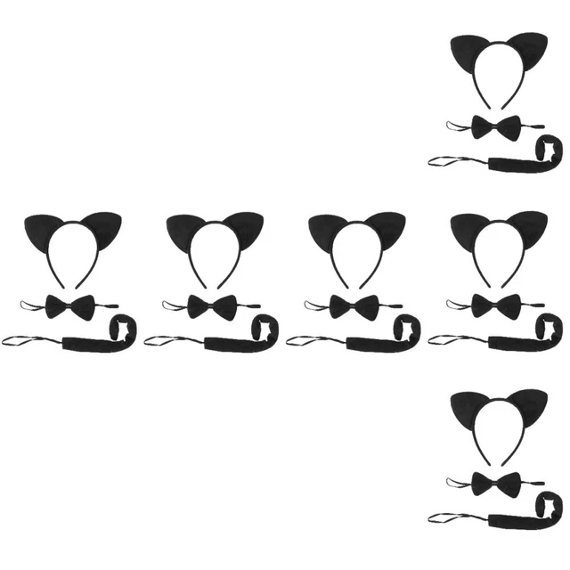 6x Orecchie di gatto e di Coda Set Masquerade Fascia