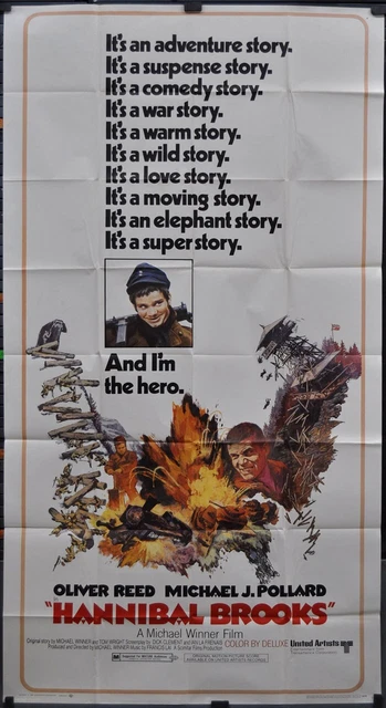 Hannibal Brooks 1969 ORIGINAL 41X81 MOVIE POSTER OLIVER REED JOHN ALDERTON