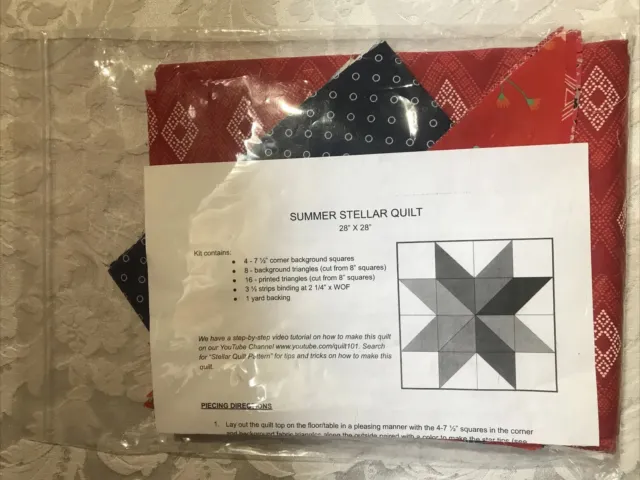 "Kit de edredón 101 rojo blanco azul americano retazos triángulo estelar de verano 27"""
