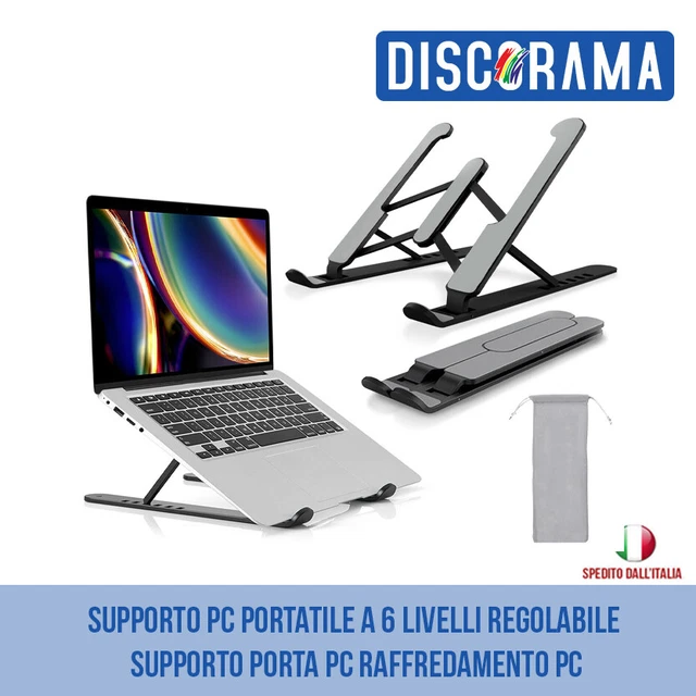 Nestling® Supporto PC Portatile Alluminio 6 Livelli Regolabile Porta Notebook, Raffreddamento Pieghevole Per Laptop, MacBook Air/PRO, Dell, XPS, HP, Lenovo Computer Portatili E Tablet (Grigio - 3