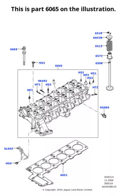 Land Rover Genuine Bolt Cylinder Head Fits Range Rover 2002-2009 LDY000040