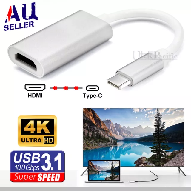 4K 3.1 USB Type-C to HDMI Adapter Cable Converter For MacBook Samsung ChromeBook