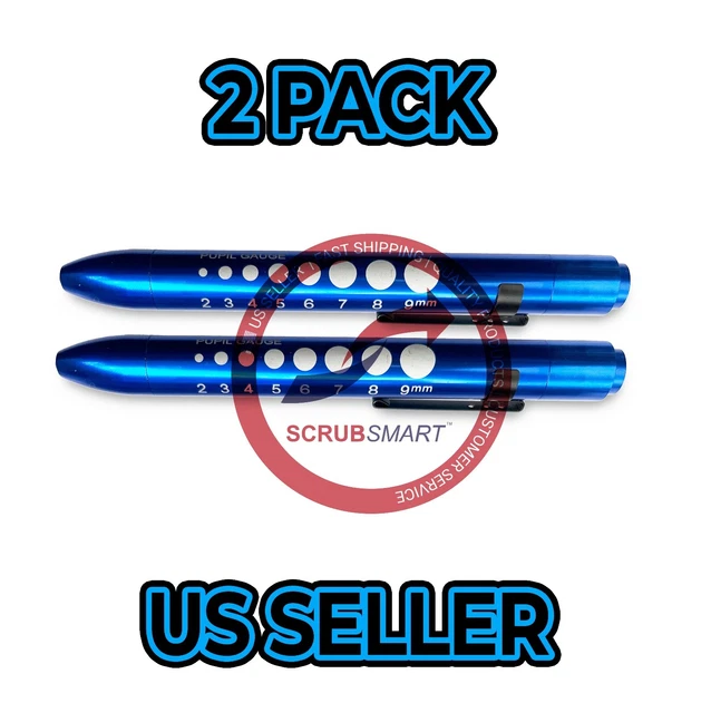 2 pack Royal- Medical Nurse Diagnostic Soft LED Pupil Gauge Pen Lights Penlights
