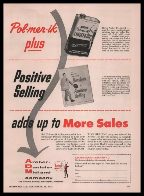 1955 ARCHER DANIELS Midland Co. Minneapolis Pol-Mer-Ik Linseed Oil Can ...
