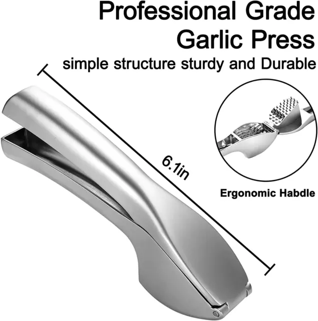 Spremiaglio Professionale Trita Aglio in Acciaio Inox Schiaccia Aglio Spremiagli 3