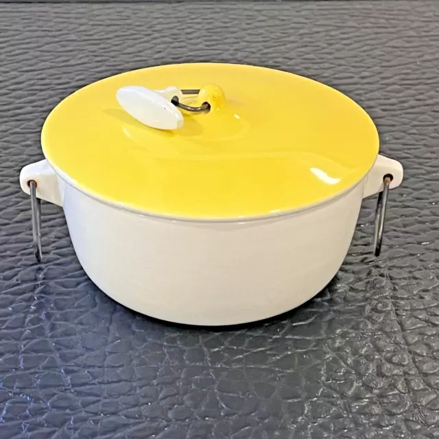 Casserole Dish Ironstone NKT Schmid Ovenproof Bowl w/Yellow Lid MCM 1950s-60s