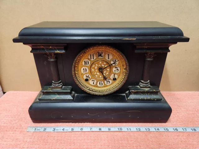 Antique Gilbert Clock Co Mantel Clock 15.25" x 5.5" Parts Or Repair Heavy