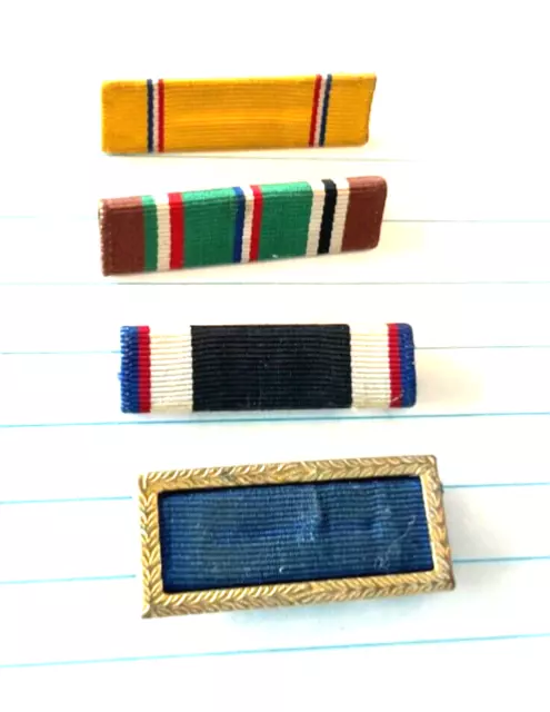 4 WW2 US ARMY Bar Pins Collar MILITARY STRIPE METALS INSIGNIA