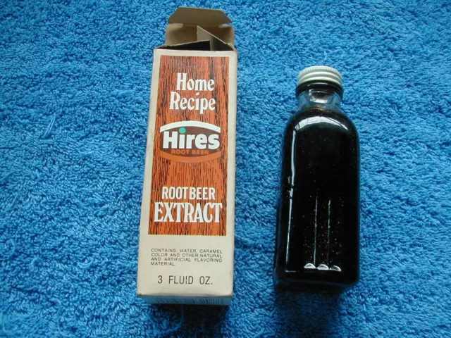 Vintage Hires Root Beer Extract Bottle with Box & Instructions Dried Contents
