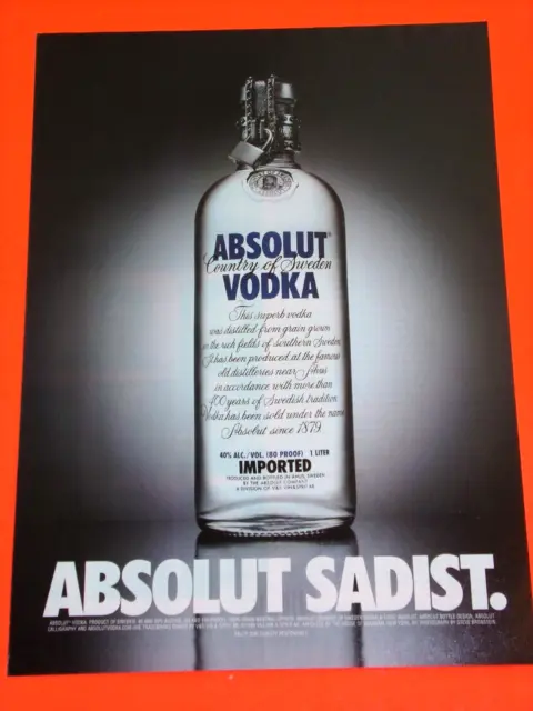 1999  Absolut Vodka Ad Absolut Sadist