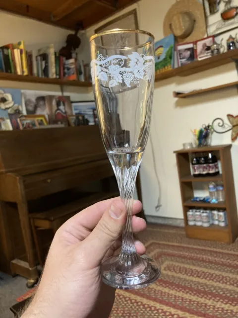 4 J. Preziosi Maybe Lenox  Vintage Stemware Etched Gold Rim Champagne Flutes 8”