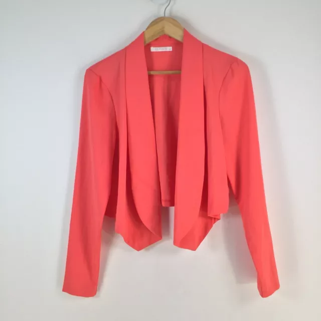 Sass womens blazer jacket size 12 pink long sleeve 080798