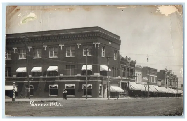 Geneva Nebraska NE RPPC Photo Postcard Main Street View Stores Scene 1917 Posted