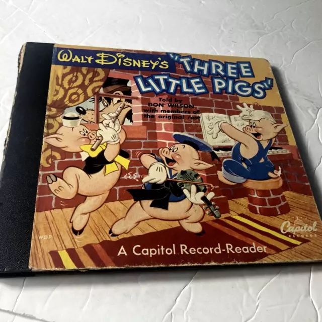 1949 Walt Disney, Three Little Pigs Book and two Record Set. Capitol Records