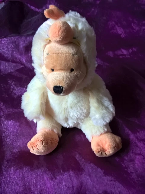 doudou peluche winnie deguisé poule jaune orange 20cm  Disney