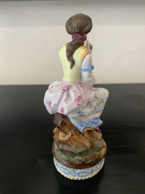 French Old Paris Bisque Porcelain Figurine Of Sitting Girl Late 19th Century 3