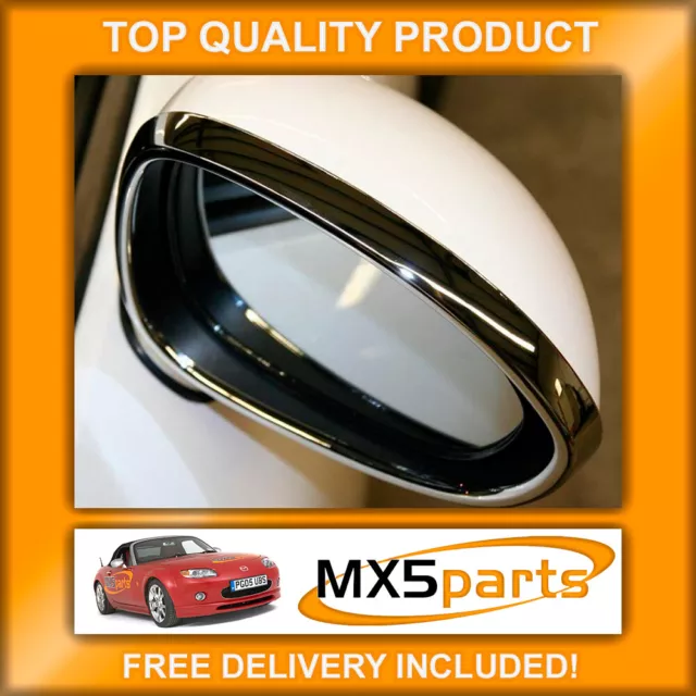 MX5 Chrome Door Wing Mirror Ring Surround Trim Set Mazda MX-5 NC Mk3.5 2008>2012