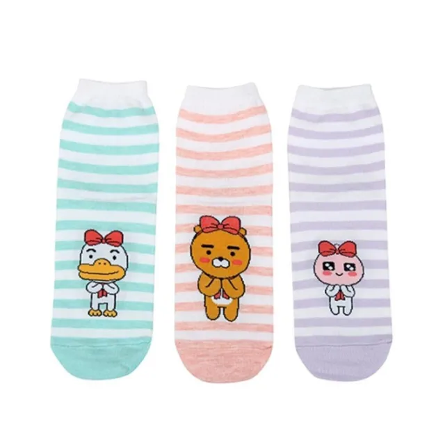 Socks 3 Pairs set Kakao Friends Stripe Ankle Socks Gift Set
