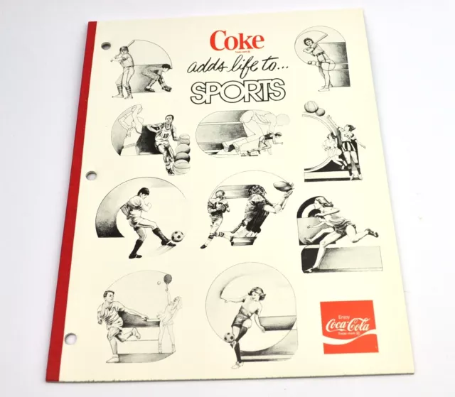 Coca Cola Coke Notebook Schreibblock USA 1970er - adds life to... SPORTS