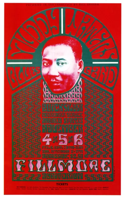 MUDDY WATERS.. Vintage 1966 Retro Concert Promotional Poster A1A2A3A4Sizes