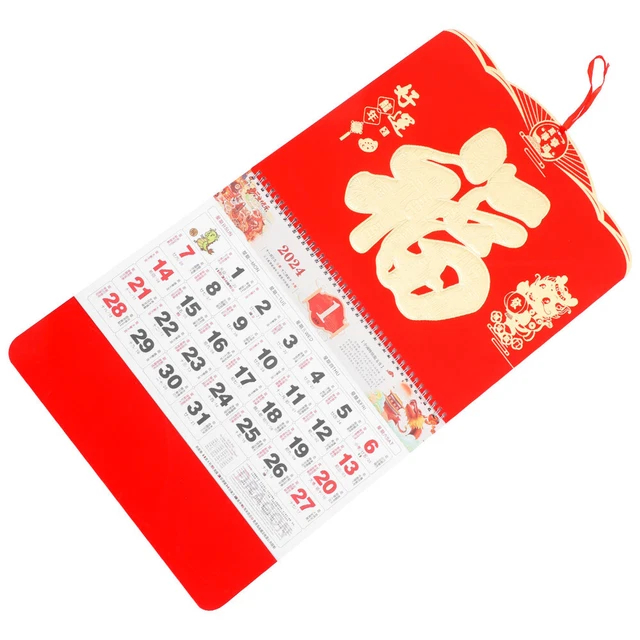 DRAGON YEAR CALENDAR Chinese Calendar Wall 2024 Monthly Large Hanging