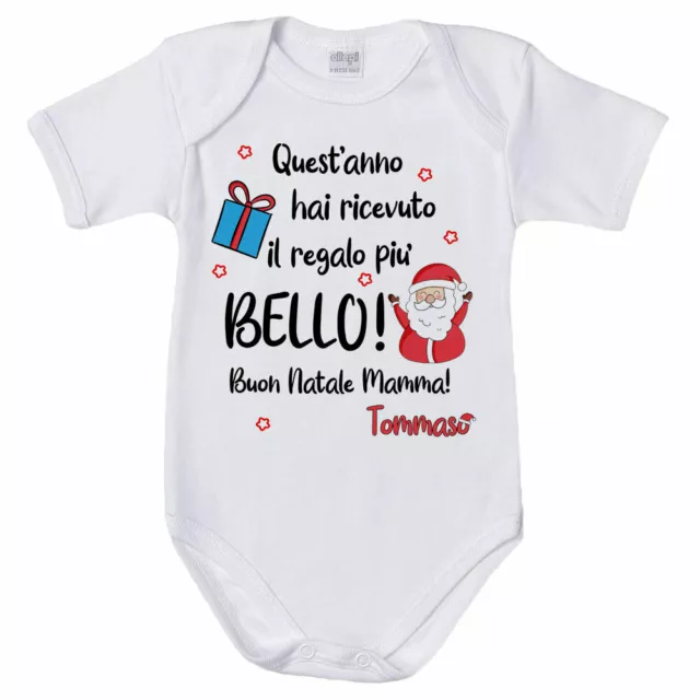 Body neonato personalizzato con nome mamma quest'anno hai ricevuto il regalo ...