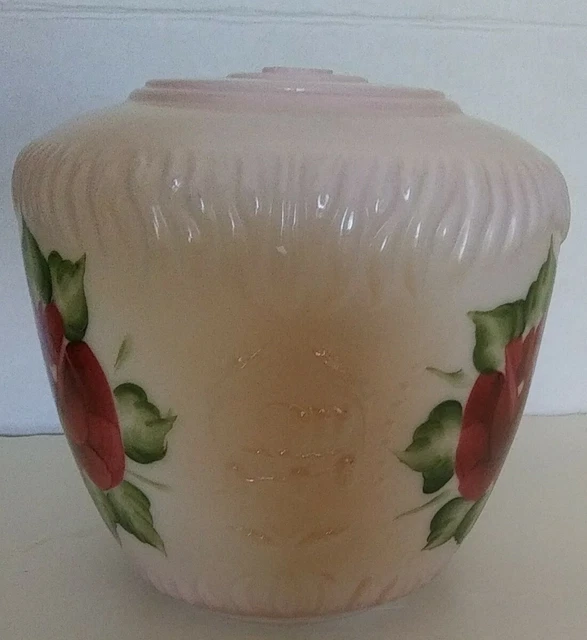 Vintage~Antique~Hand Painted~ GWTW~Glass Globe~Shade~Pink/Reddish/Green~Flowers
